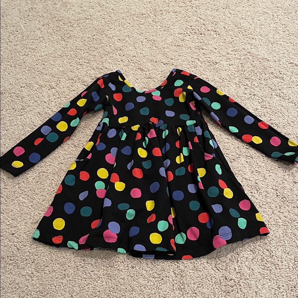 Hanna Andersson Black Dress with Colorful Polka Dots